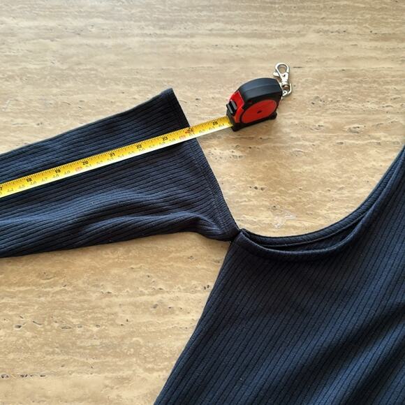 Black Ribbed Cold Shoulder Long Sleeve Midi ASOS Plus Size DressZZ18 - Picture 9 of 12